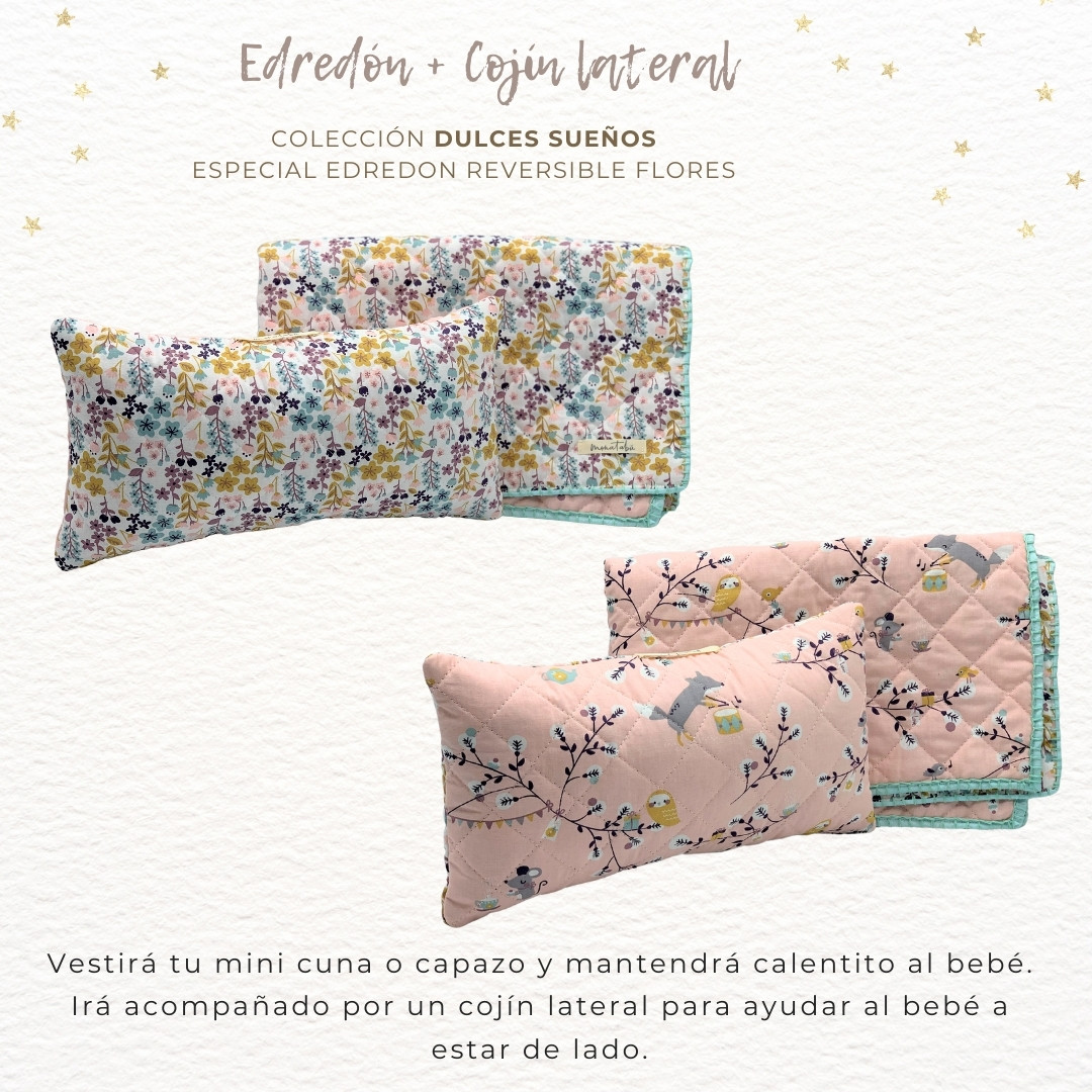 288 PACK EDREDON REVERSIBLE FLORES VERDOSO 6 (2) Pack doudou verdoso + Edredón y cojín reversible + Mordedor - Imagen 7