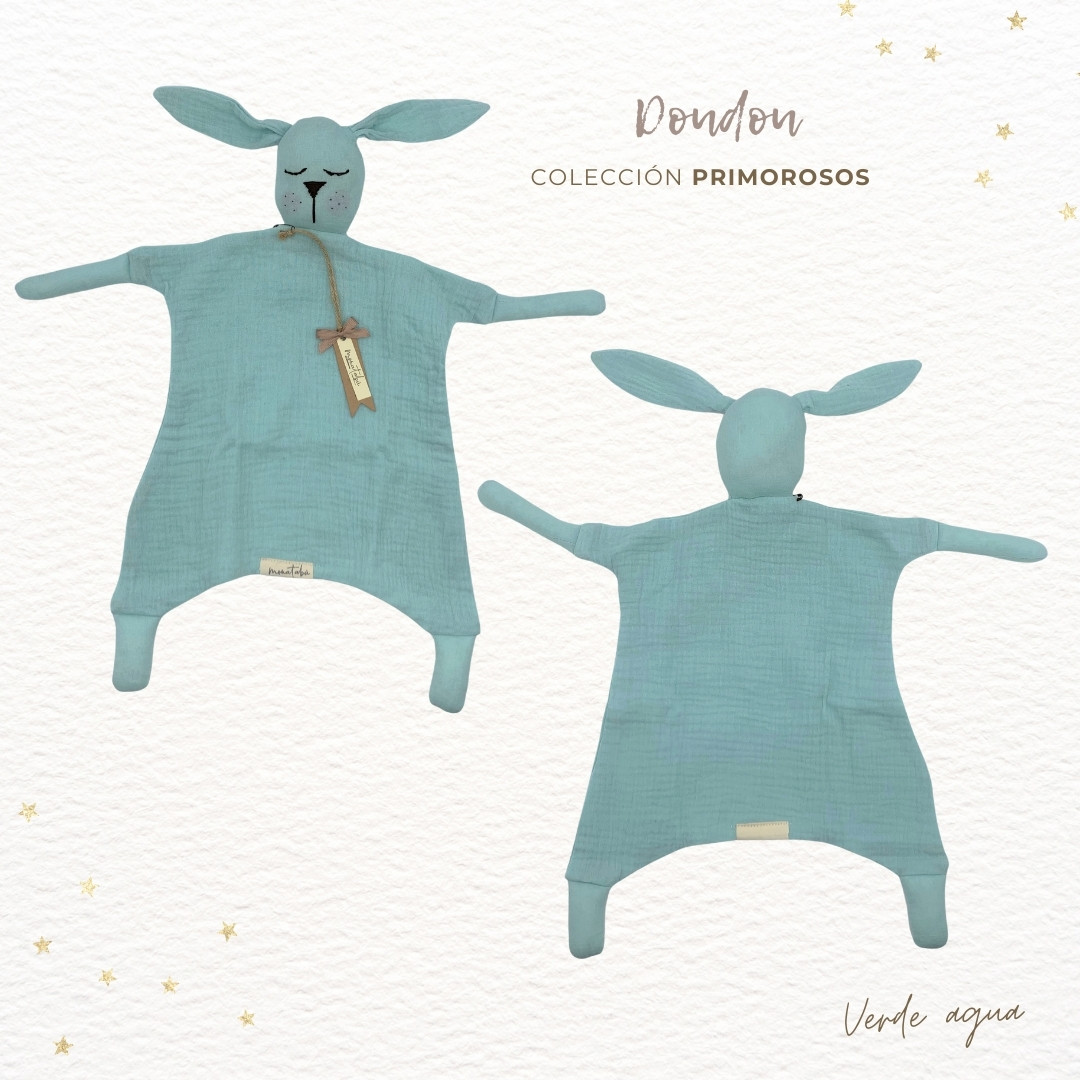 295 PACK PRIMOROSO VERDE AGUA 2 Pack doudou verde agua + Cambiador + Mordedor - Imagen 2
