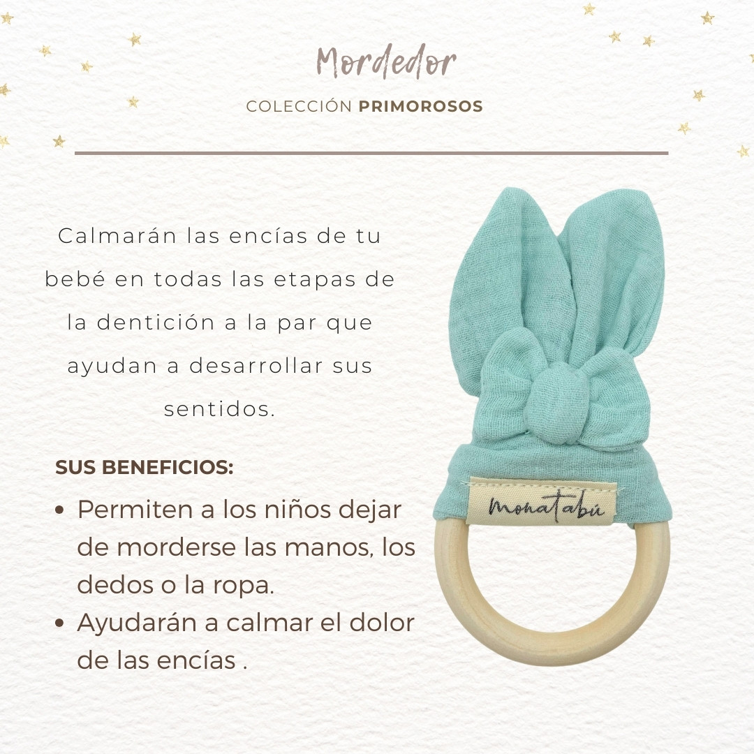 295 PACK PRIMOROSO VERDE AGUA 4 Pack doudou verde agua + Cambiador + Mordedor - Imagen 3