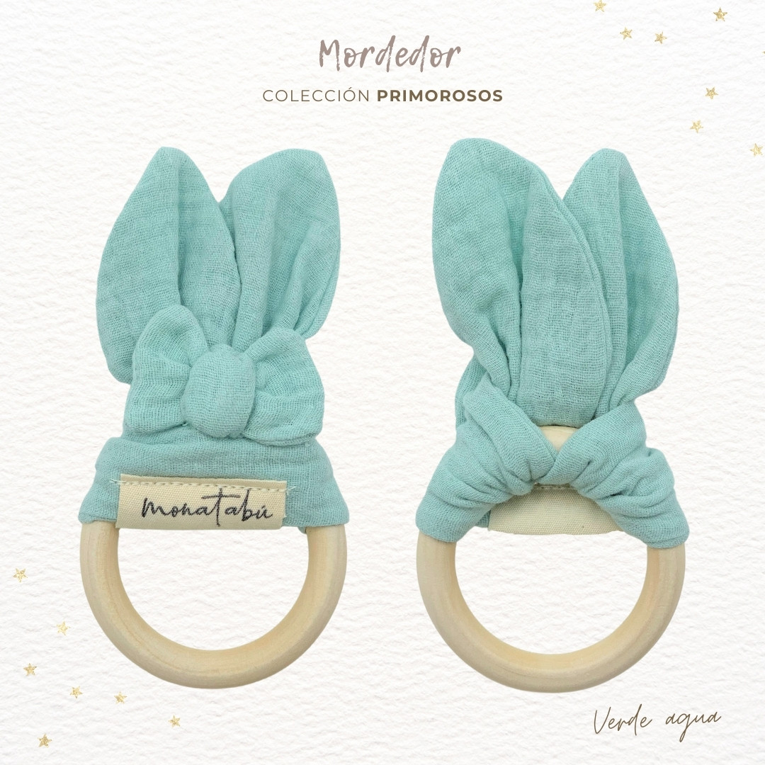 295 PACK PRIMOROSO VERDE AGUA 5 Pack doudou verde agua + Cambiador + Mordedor - Imagen 4