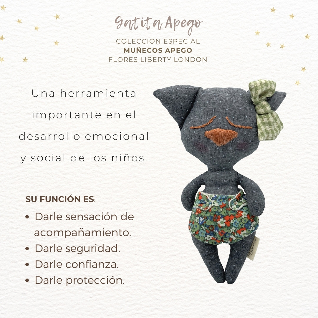 568 GATITA APEGO LUNARES LIBERTY A2 Gatita lunares pañal flores Liberty verdoso - Imagen 2