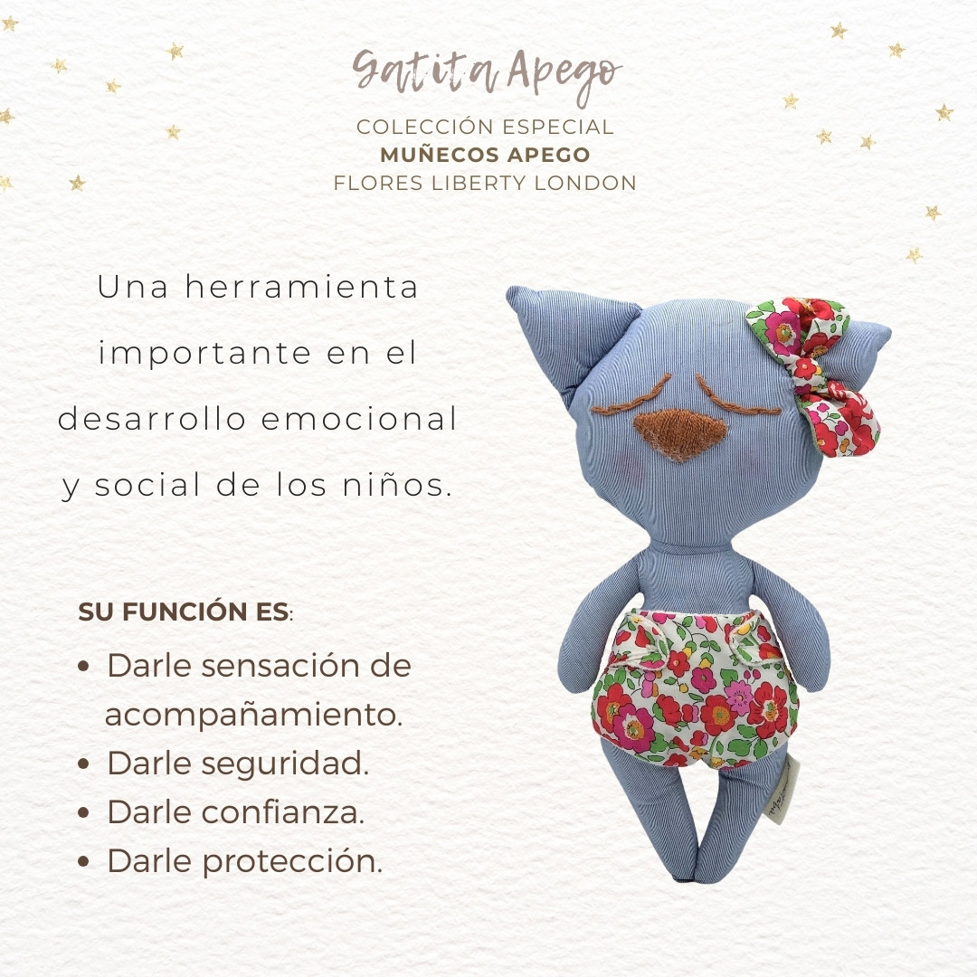 594 GATITA APEGO RAYAS LIBERTY A2 Gatita rayas pañal flores Liberty rojas - Imagen 3