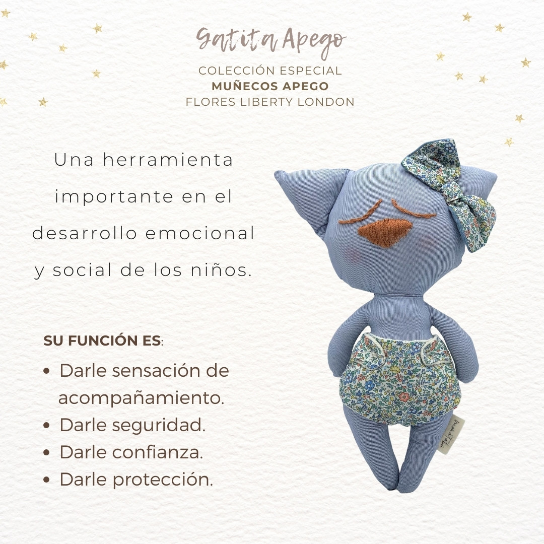 595 GATITA APEGO RAYAS LIBERTY A2 Gatita rayas pañal flores Liberty azuladas - Imagen 2