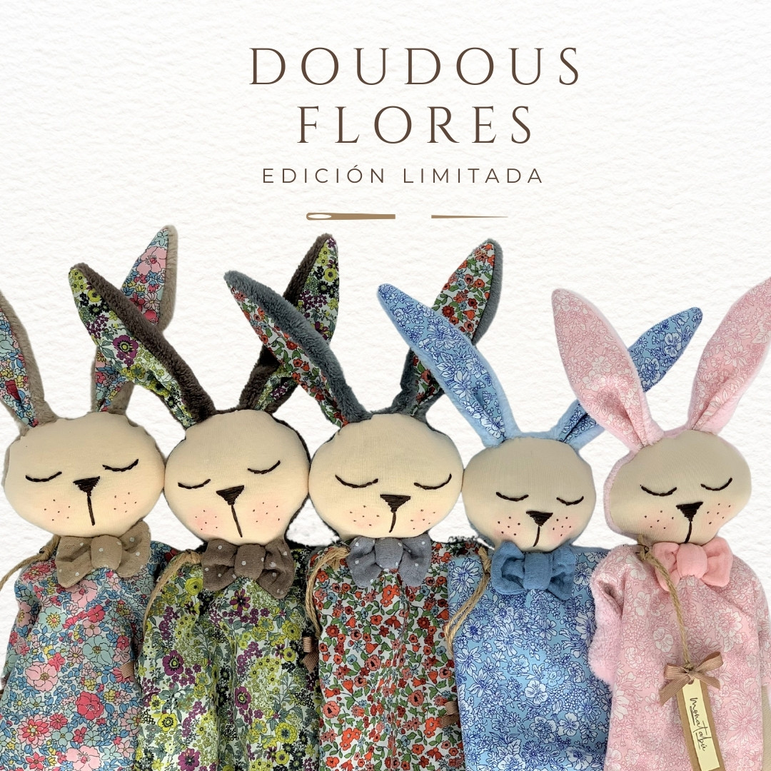 GRUPAL DOUDOU CONEJITO FLORES LIBERTY 2 Doudou conejito flores verdes - Imagen 5