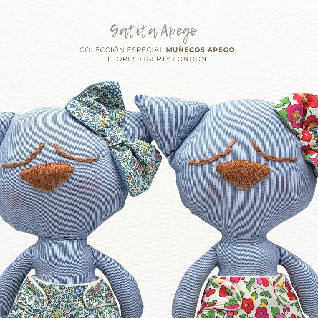 GRUPAL GATITAS APEGO RAYAS LIBERTY 2 Gatita rayas pañal flores Liberty azuladas - Imagen 6