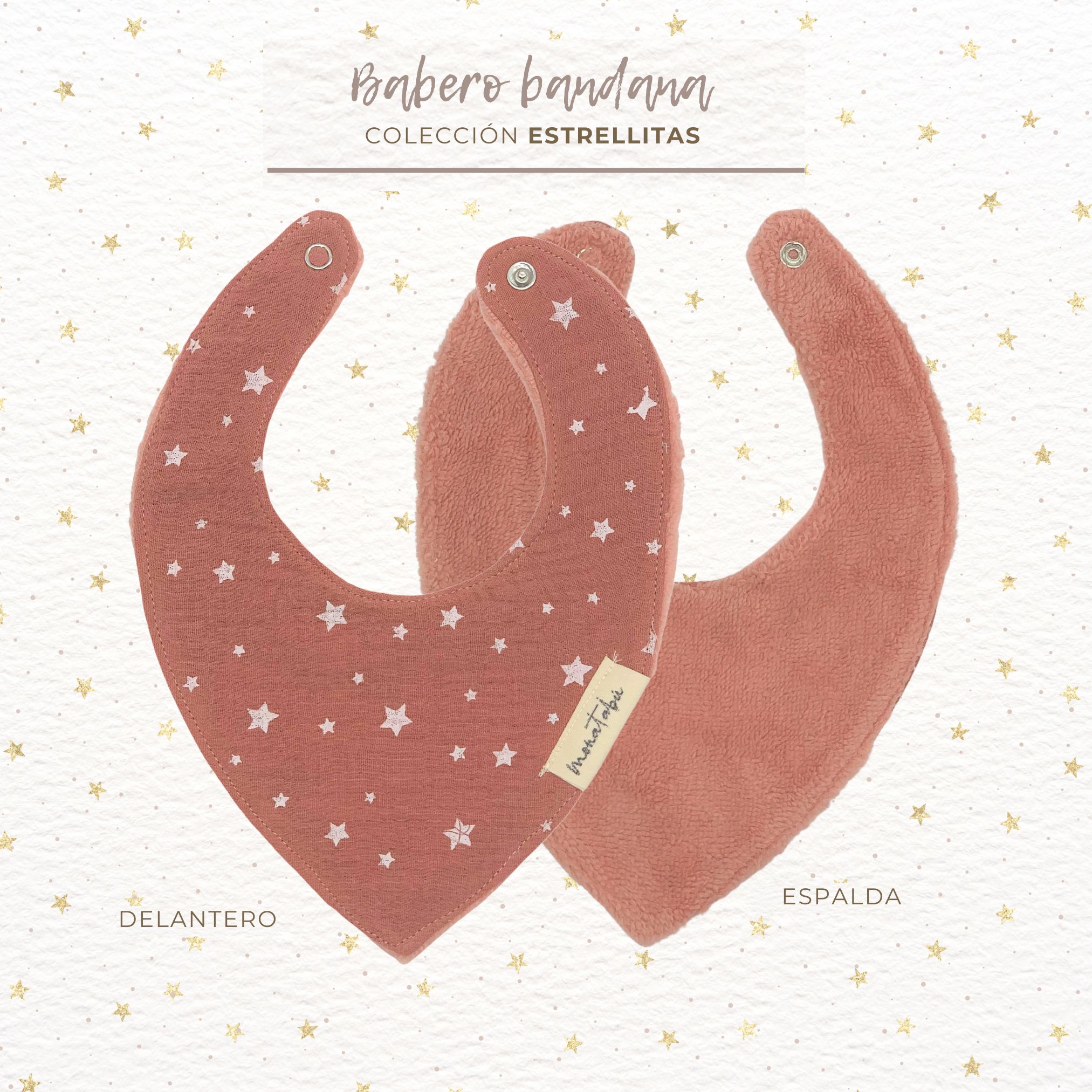 BABERO BANDANA ESTRELLITAS MARSALA 2 Babero bandana estrellitas marsala - Imagen 2