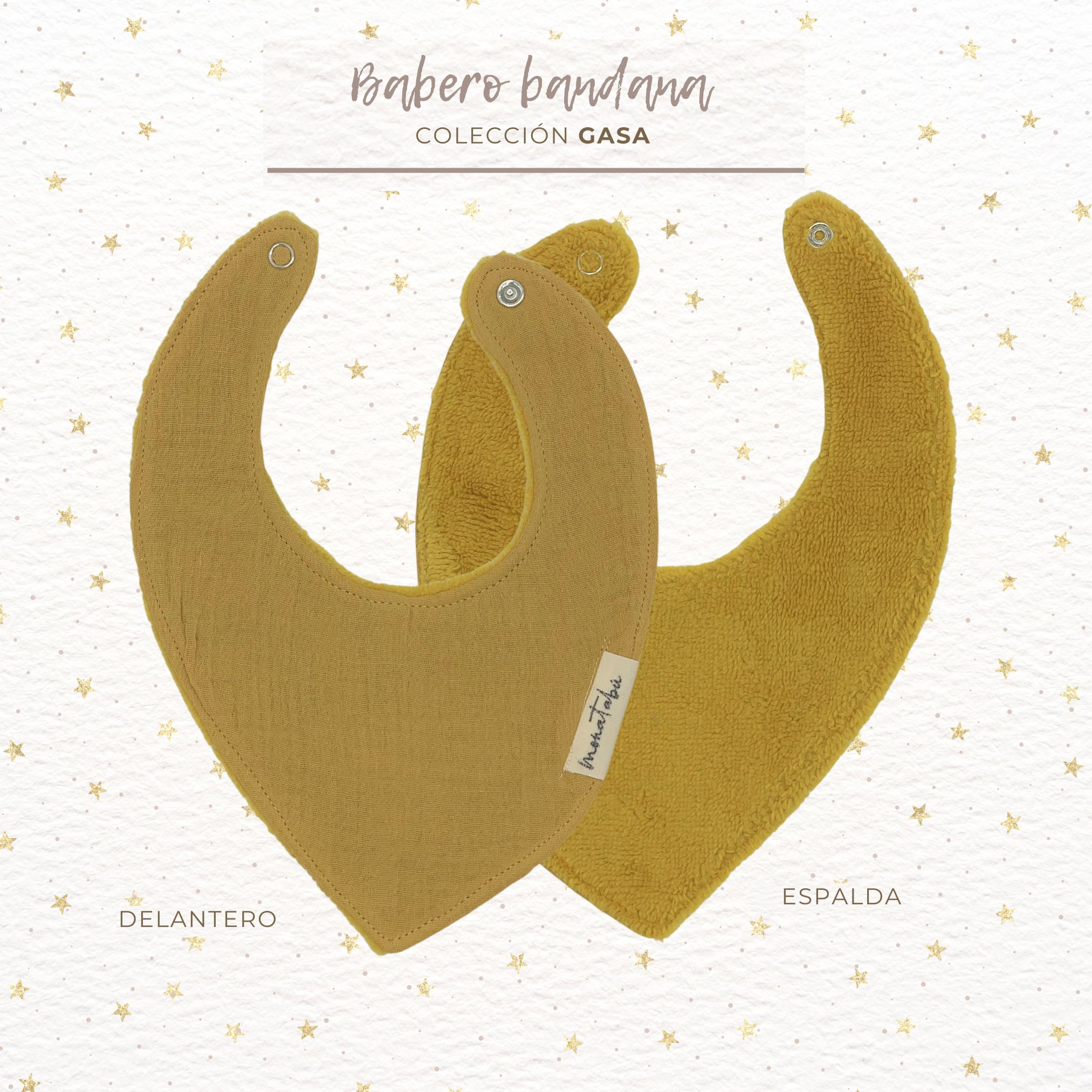 BABERO BANDANA GASA AMARILLO 2 Babero bandana básico gasa mostaza - Imagen 2