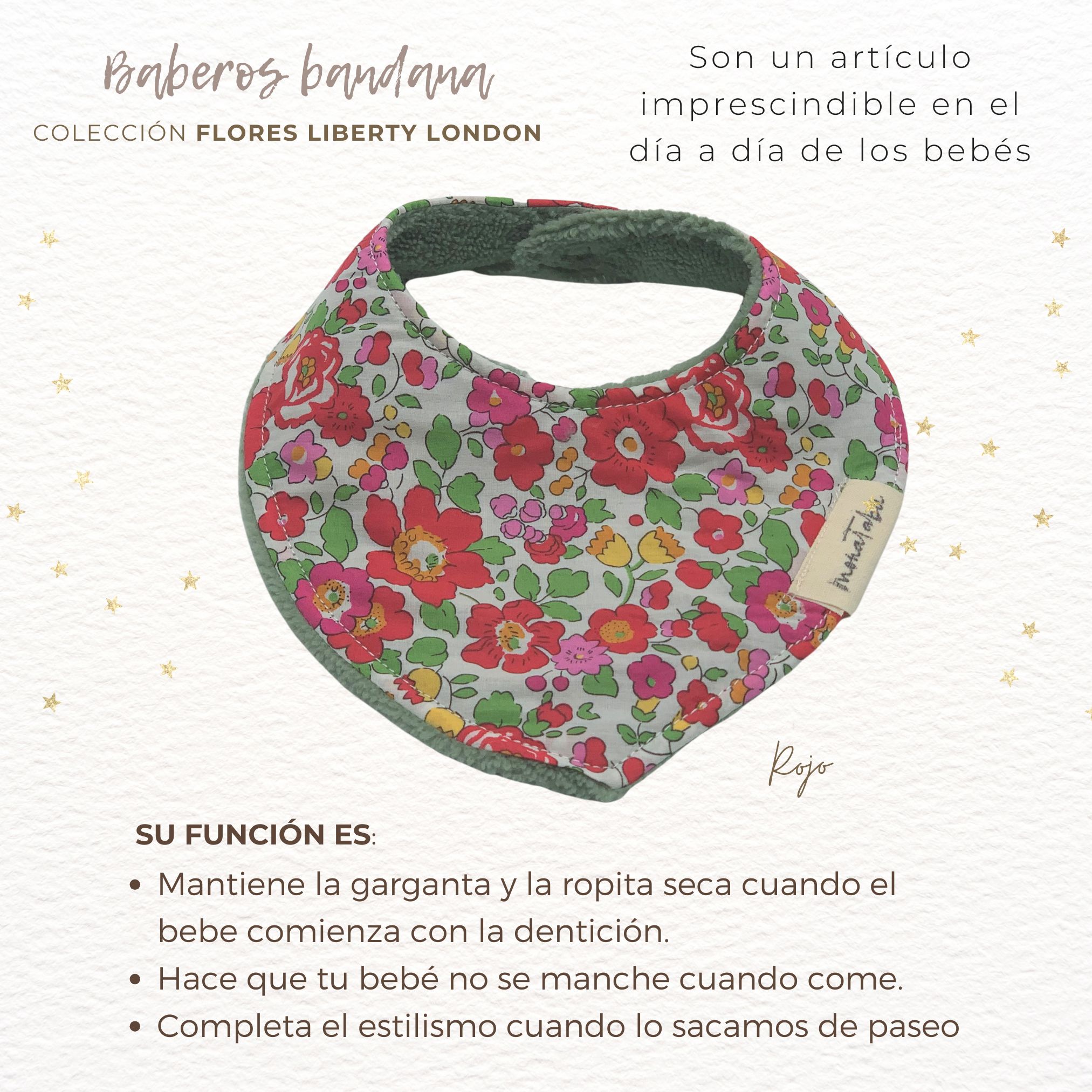 BABERO BANDANA ROJO 1 Babero bandana flores Liberty London rojo