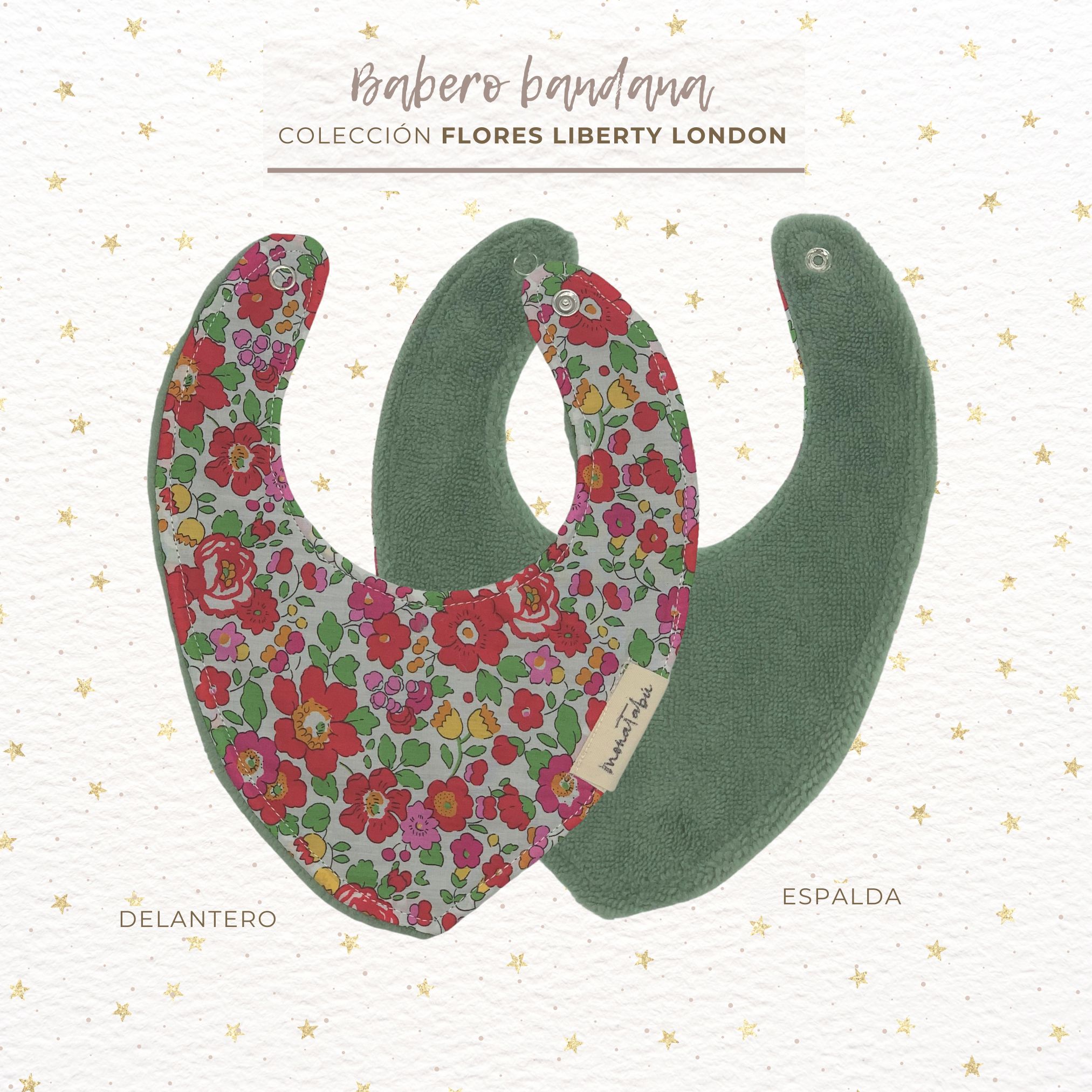 BABERO BANDANA ROJO 2 Babero bandana flores Liberty London rojo - Imagen 2