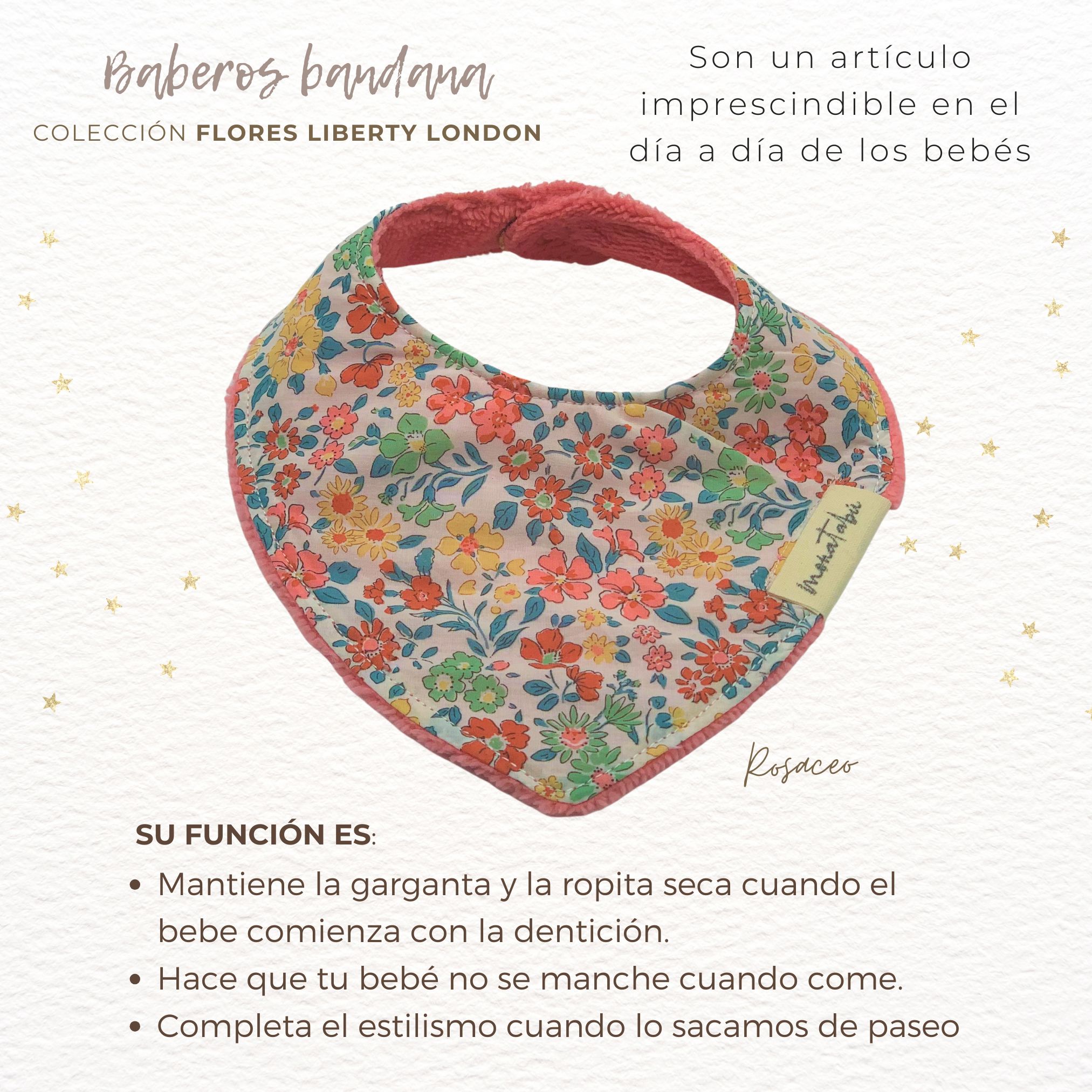 BABERO BANDANA ROSACEO 1 Babero bandana flores Liberty London rosaceo
