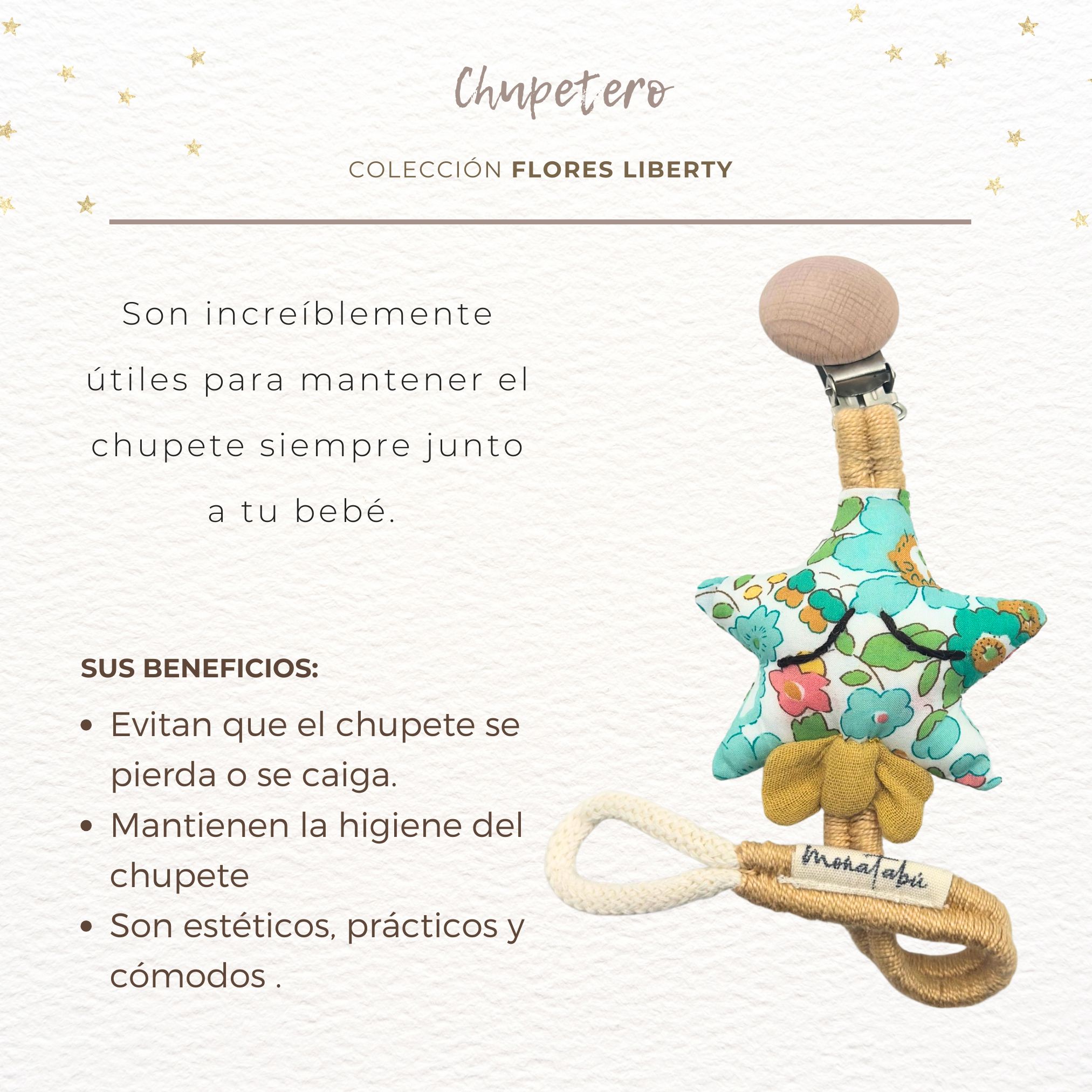 CHUPETERO HILO AMARILLO ESTRELLA LIBERTY 1 Chupetero amarillo estrella flores Liberty