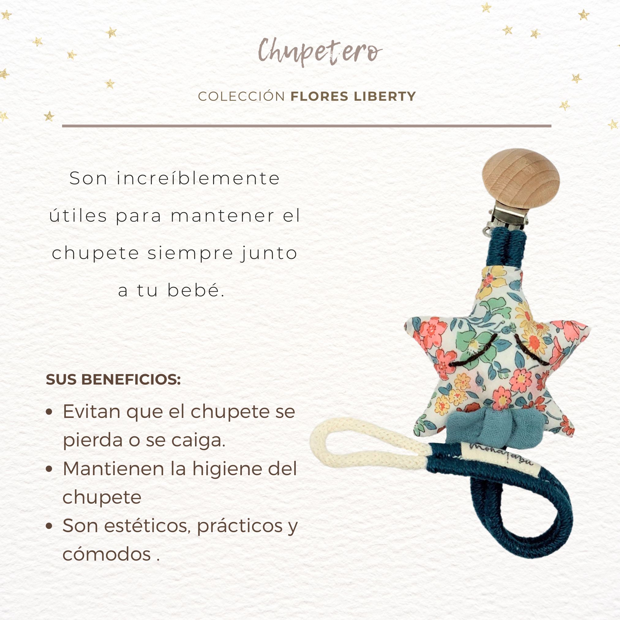 CHUPETERO HILO ESTRELLA LIBERTY ROSACEO 1 Chupetero verdoso estrella flores Liberty