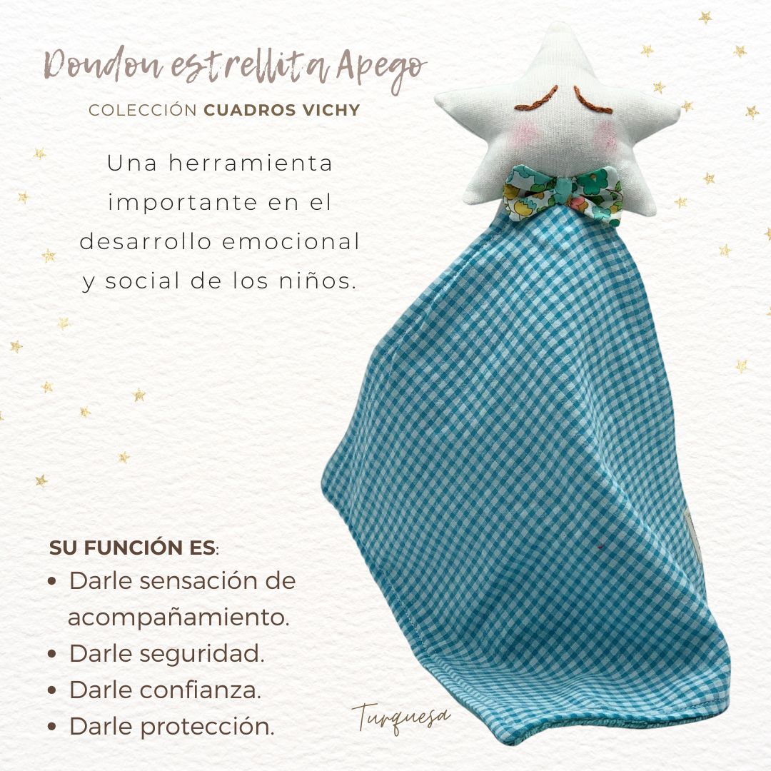 DOUDOU ESTRELLA BCA VICHY TURQUESA 1 Doudou vichy turquesa estrella blanca