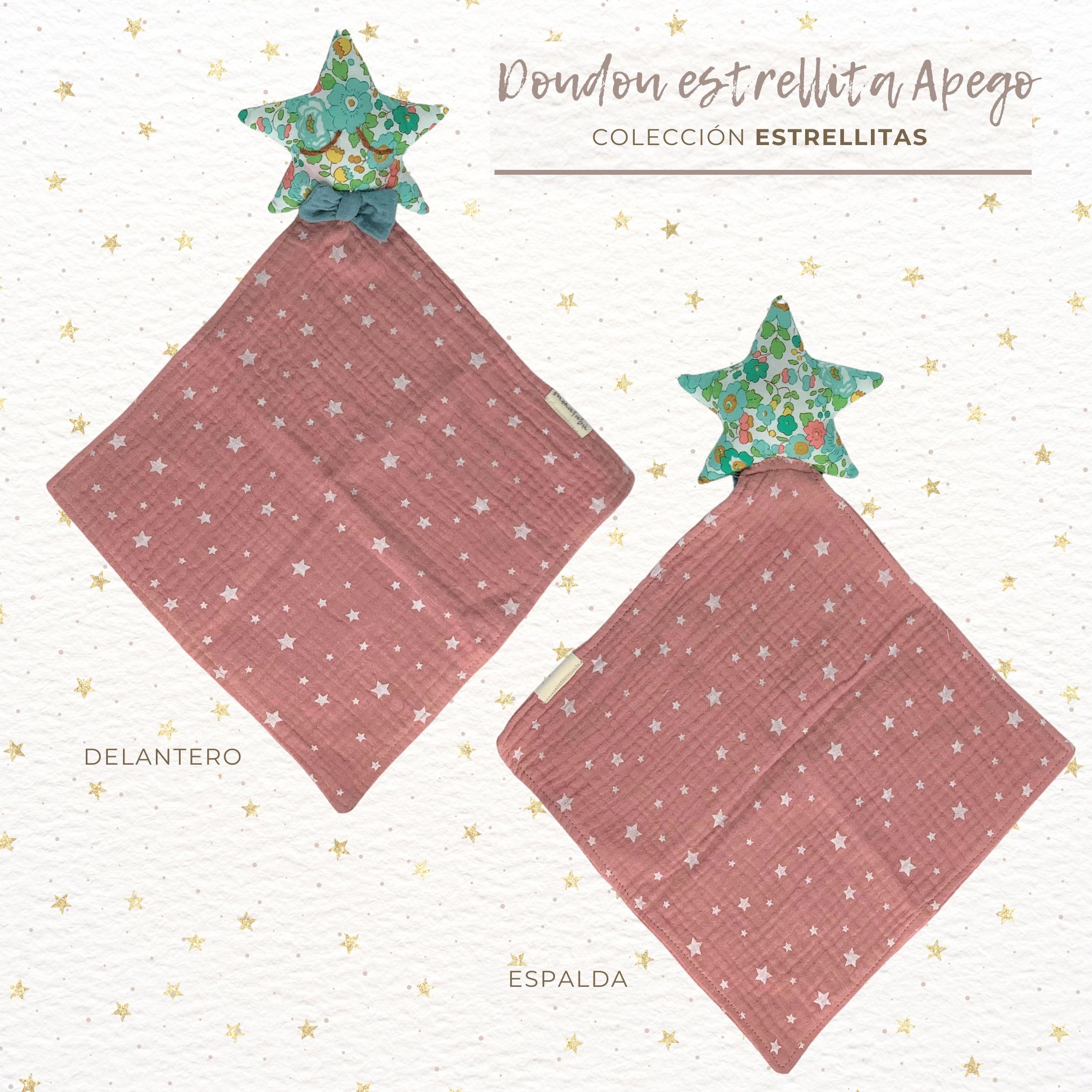 DOUDOU ESTRELLA LIBERTY ESTRELLADA ROSACEO 2 Doudou estrellado rosaceo estrella Liberty - Imagen 2
