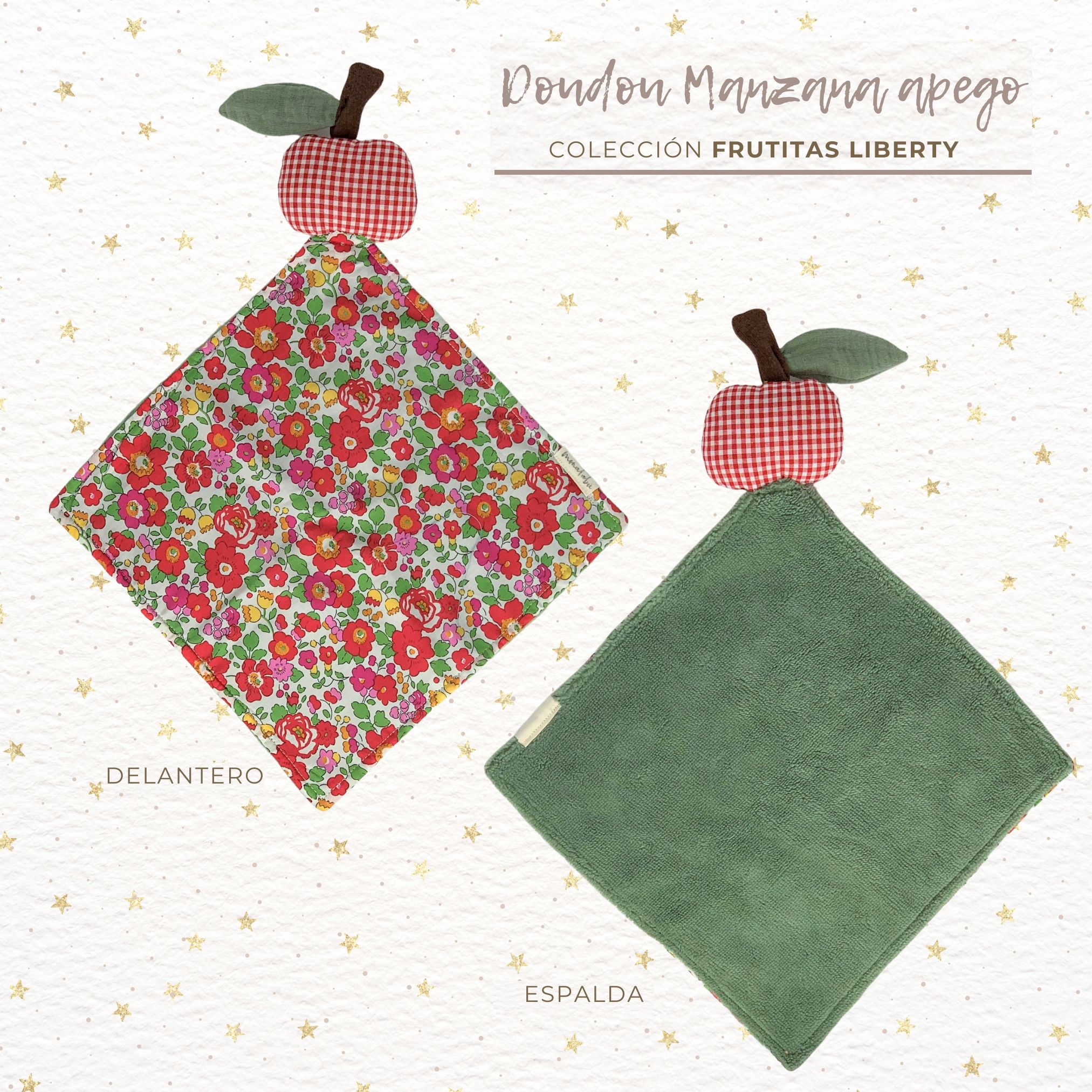 DOUDOU LIBERTY MANZANA ROJA VICHY 2 Doudou flores Liberty manzana vichy rojo - Imagen 2