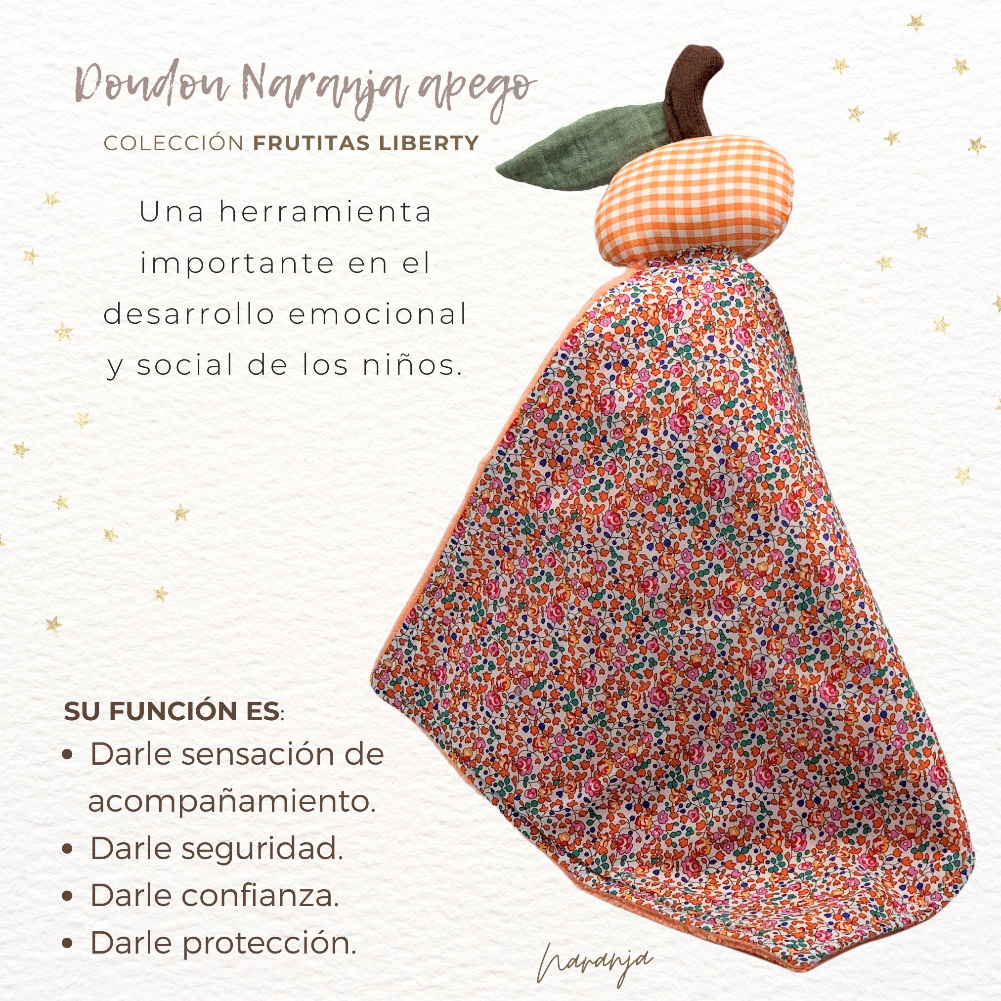 DOUDOU LIBERTY NARANJA ANARANJADA VICHY 1 Doudou flores Liberty naranja vichy anaranjado