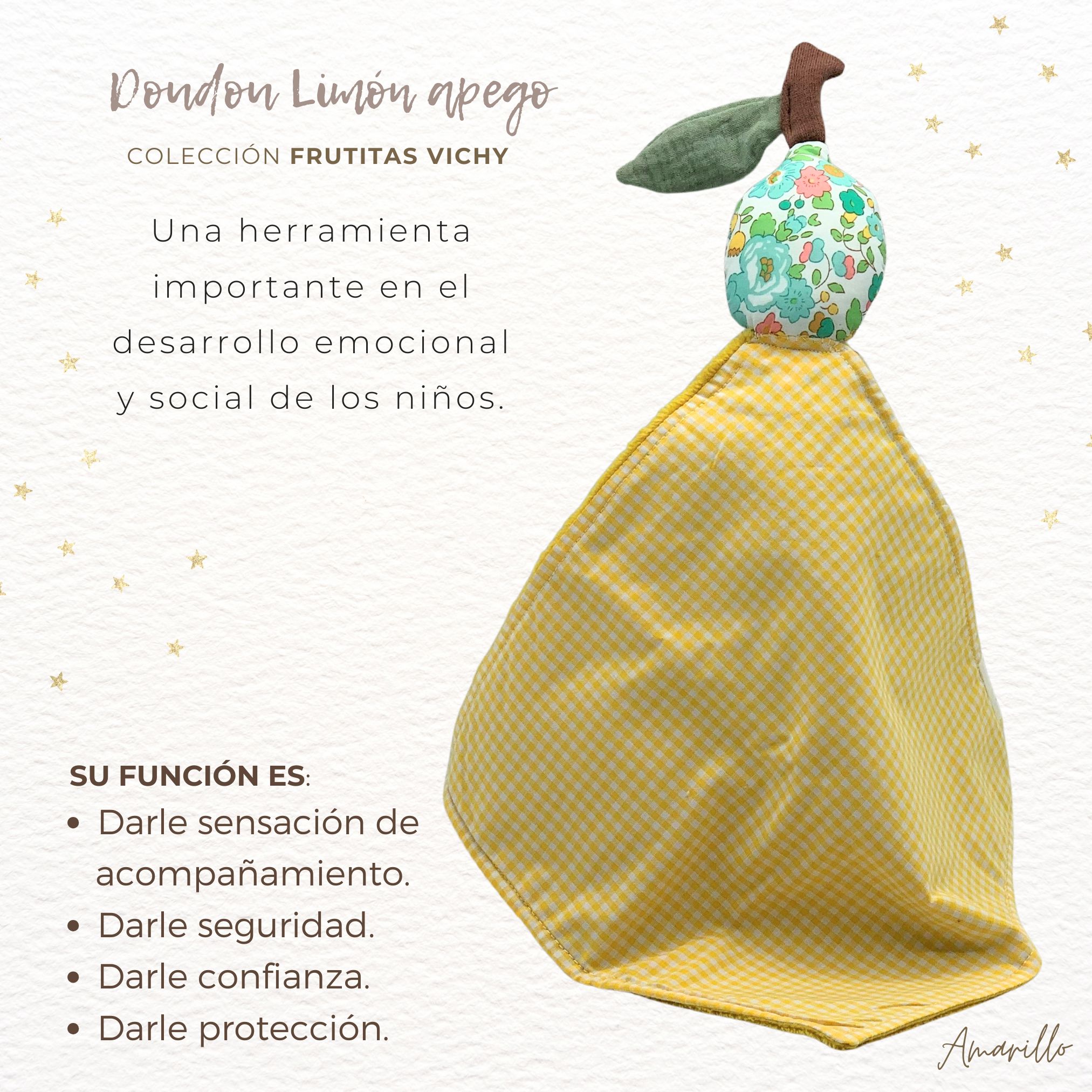 DOUDOU VICHY AMARILLO LIMON LIBERTY 1 Doudou vichy amarillo limón flores Liberty