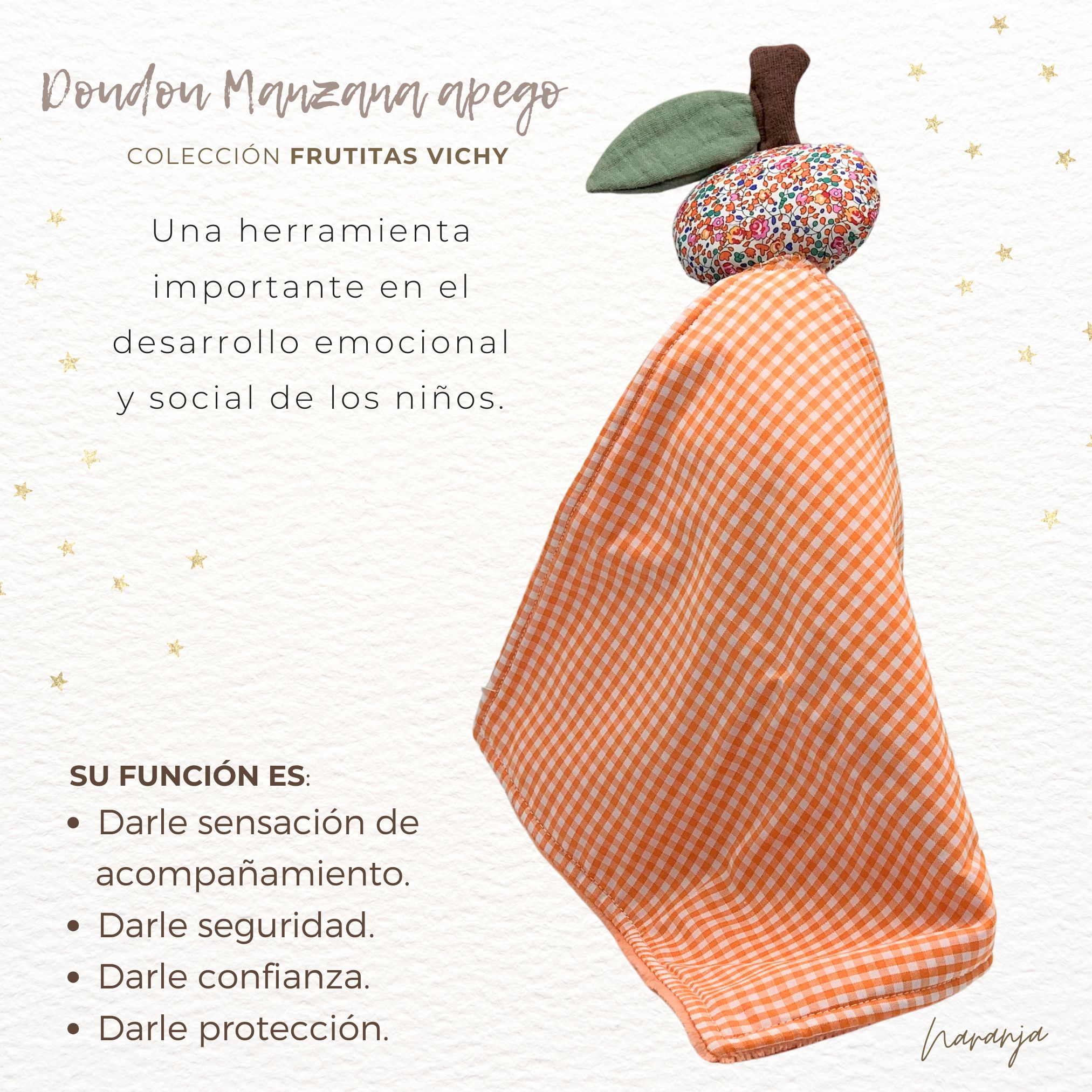DOUDOU VICHY ANARANJADO NARANJA LIBERTY 1 Doudou vichy anaranjado naranja flores Liberty