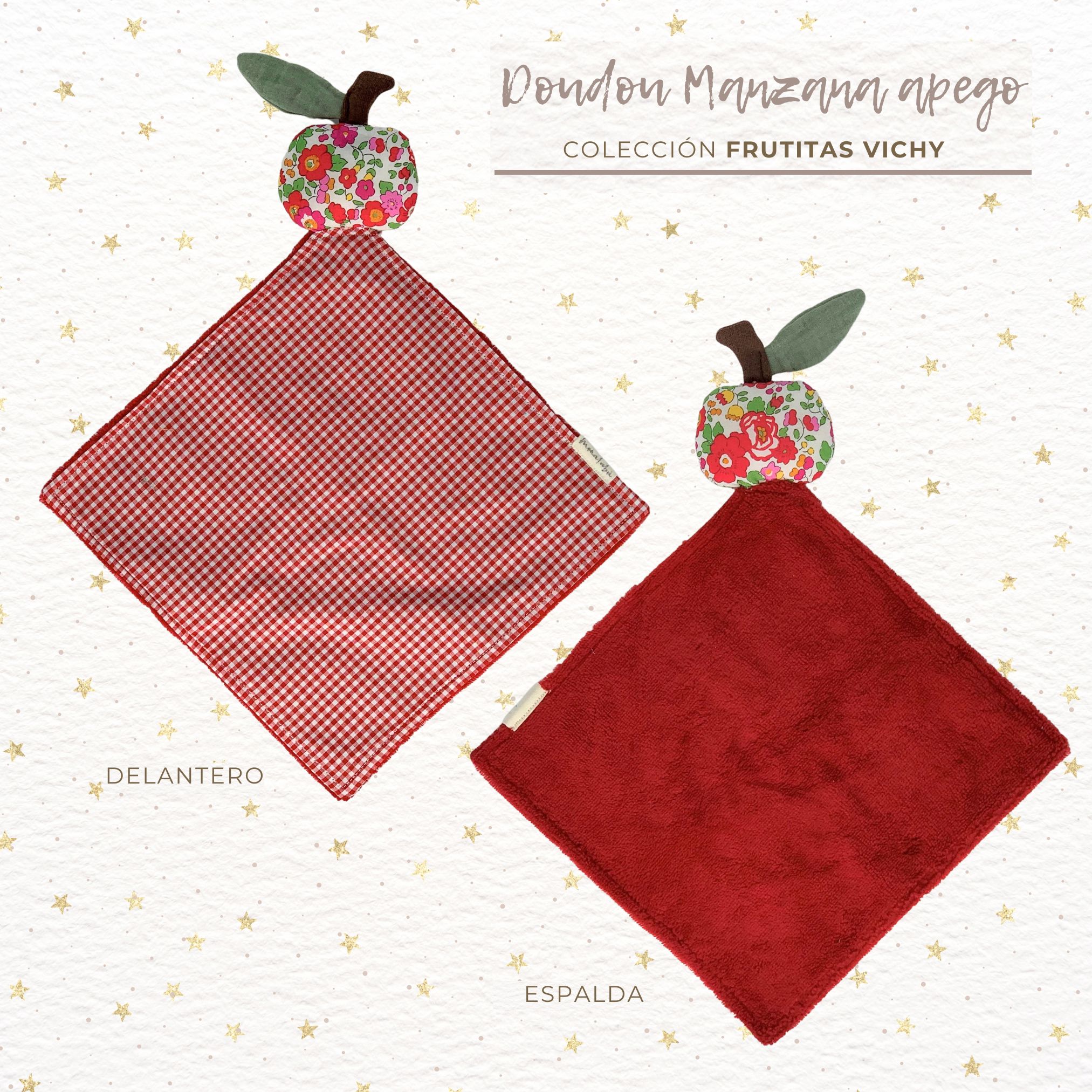 DOUDOU VICHY ROJO MANZANA LIBERTY 2 Doudou vichy rojo manzana flores Liberty - Imagen 2