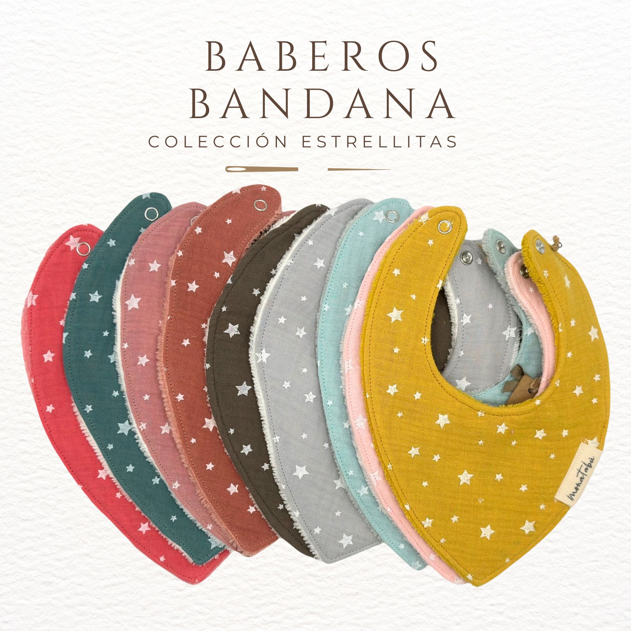 GRUPAL BABERO BANDANA ESTRELLITAS 1 Babero bandana estrellitas marsala - Imagen 3