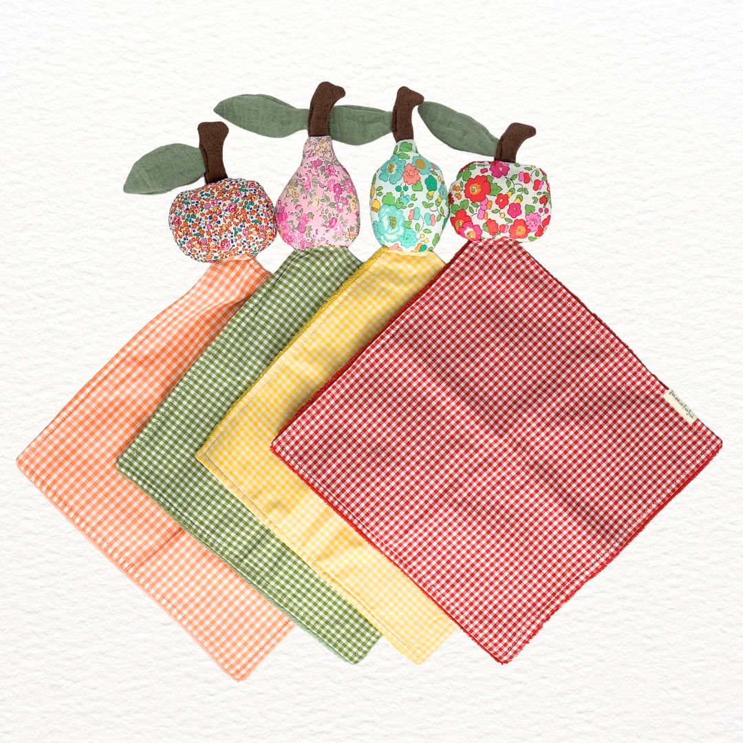 GRUPAL DOUDOU VICHY FRUTAS LIBERTY 1 Doudou vichy amarillo limón flores Liberty - Imagen 3
