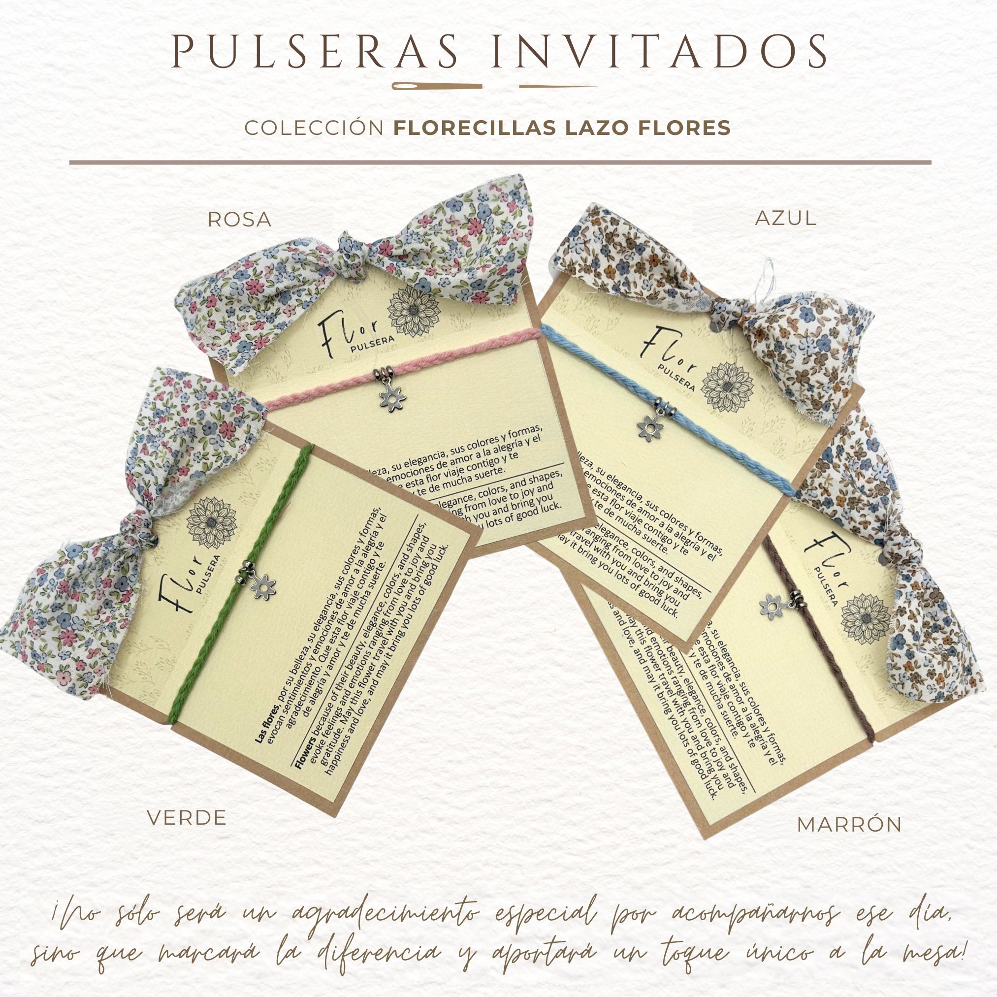 GRUPAL PULSERA REGALO INVITADOS FLORECILLAS LAZO FLORES 1 Pulsera regalo invitados flores