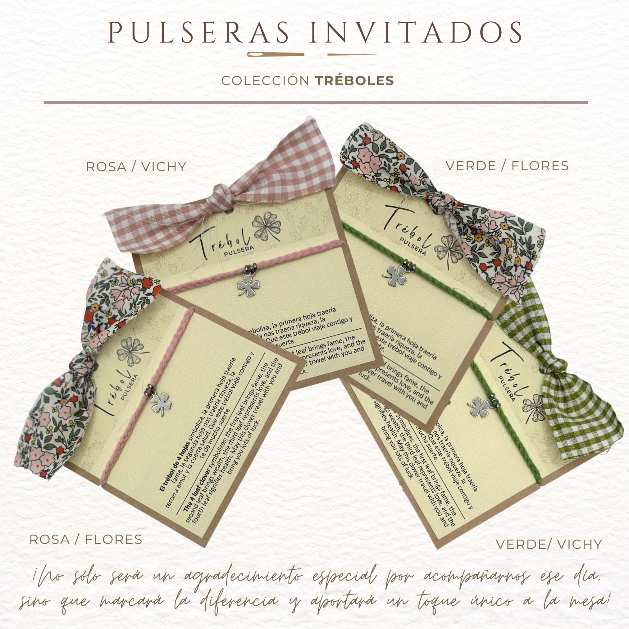 GRUPAL PULSERA REGALO INVITADOS TREBOLES 1 Pulsera regalo invitados trébol