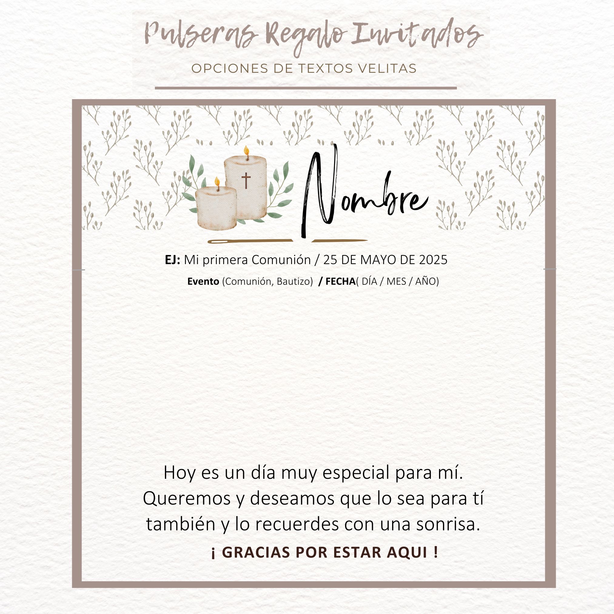 GRUPAL PULSERAS REGALO TEXTOS VELITAS Pulsera regalo invitados angelito - Imagen 2