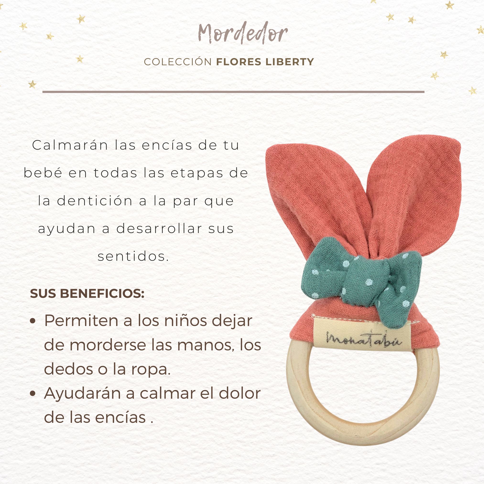 MORDEDOR GASA CORAL LAZO LIBERTY 1 Mordedor gasa coral con lazo lunares verdoso