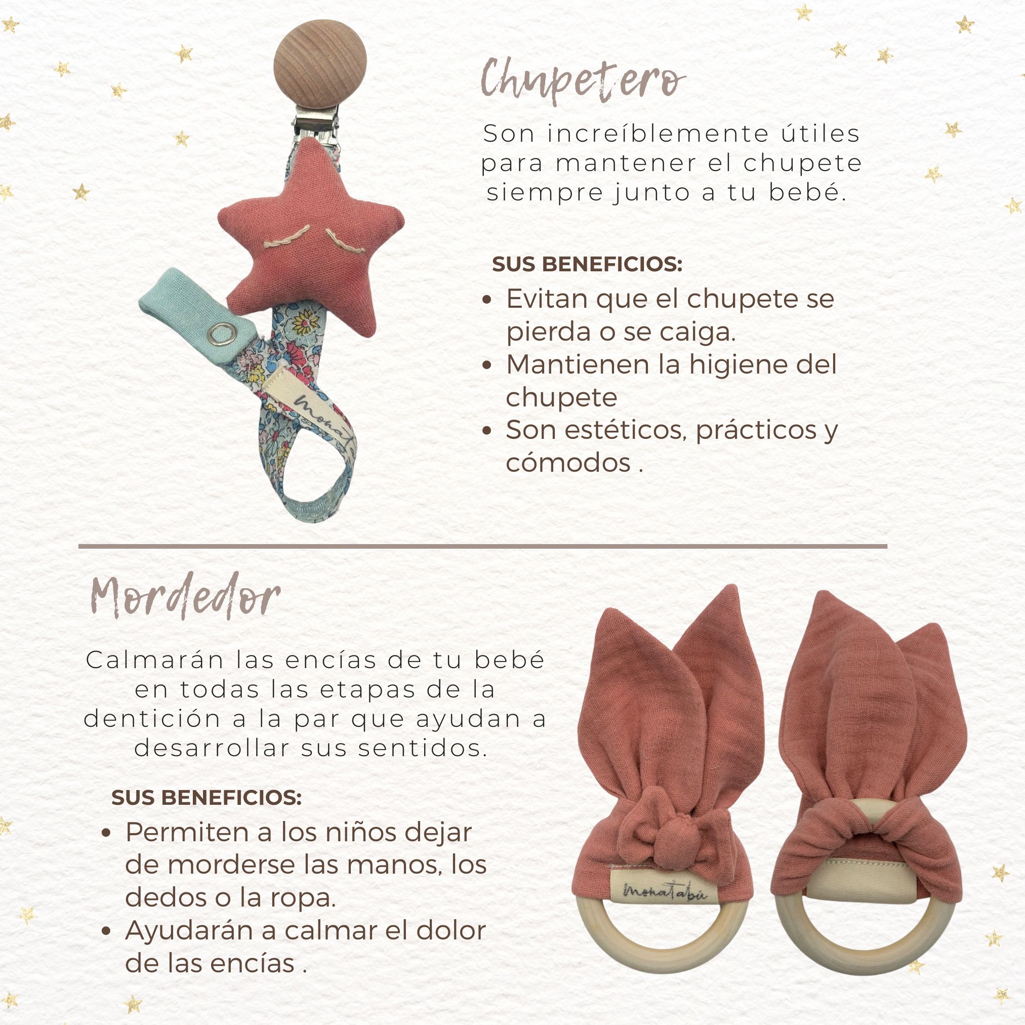 PACK MORDEDOR + CHUPETERO ESTRELLA ROSACEA 2 Pack mordedor + Chupetero liberty rosaceo - Imagen 2