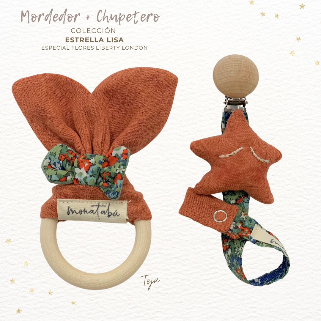 PACK MORDEDOR TEJA + CHUPETERO ESTRELLA LIBERTY 1 Pack mordedor + Chupetero liberty teja
