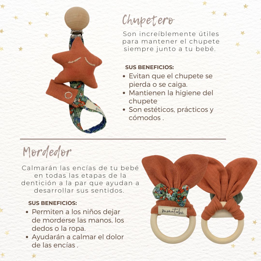 PACK MORDEDOR TEJA + CHUPETERO ESTRELLA LIBERTY 2 Pack mordedor + Chupetero liberty teja - Imagen 2