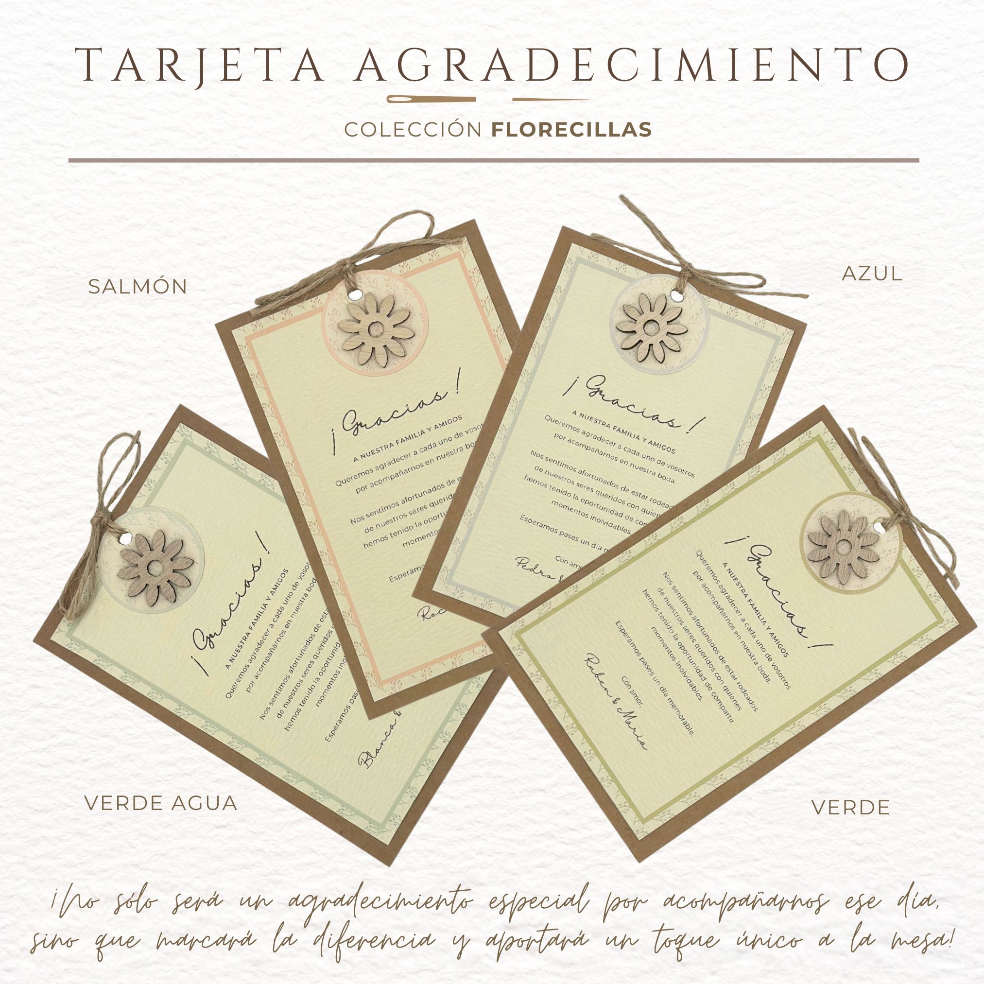 TARJETAS AGRADECIMIENTO FLORECILLA 1 Tarjetas agradecimiento eventos florecillas madera