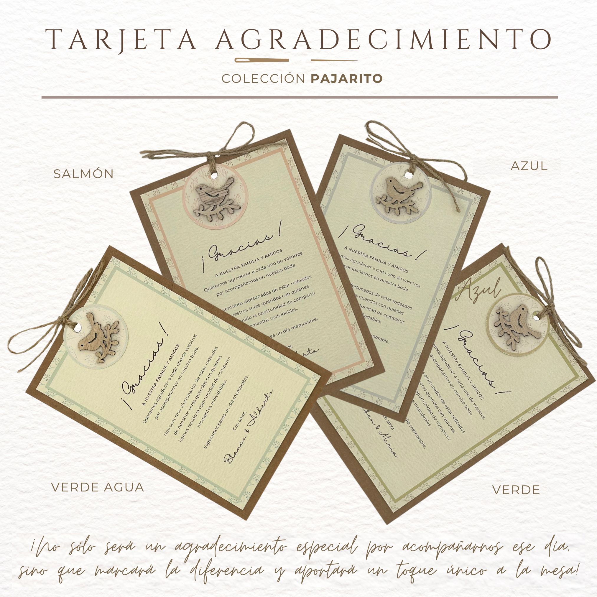 TARJETAS AGRADECIMIENTO PAJARITO 1 Tarjetas agradecimiento eventos pajaritos madera
